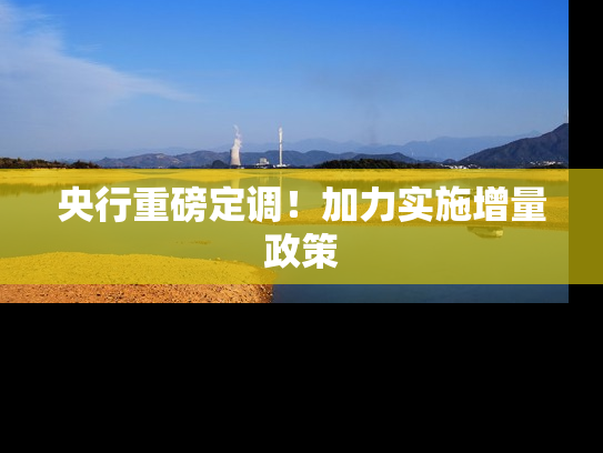 央行重磅定调！加力实施增量政策